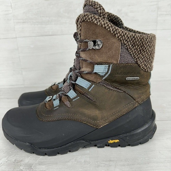 Merrell Waterproof Winter Boots Women Size 9 Brown Thermo Aurora 2 Mid Shell - Picture 5 of 12